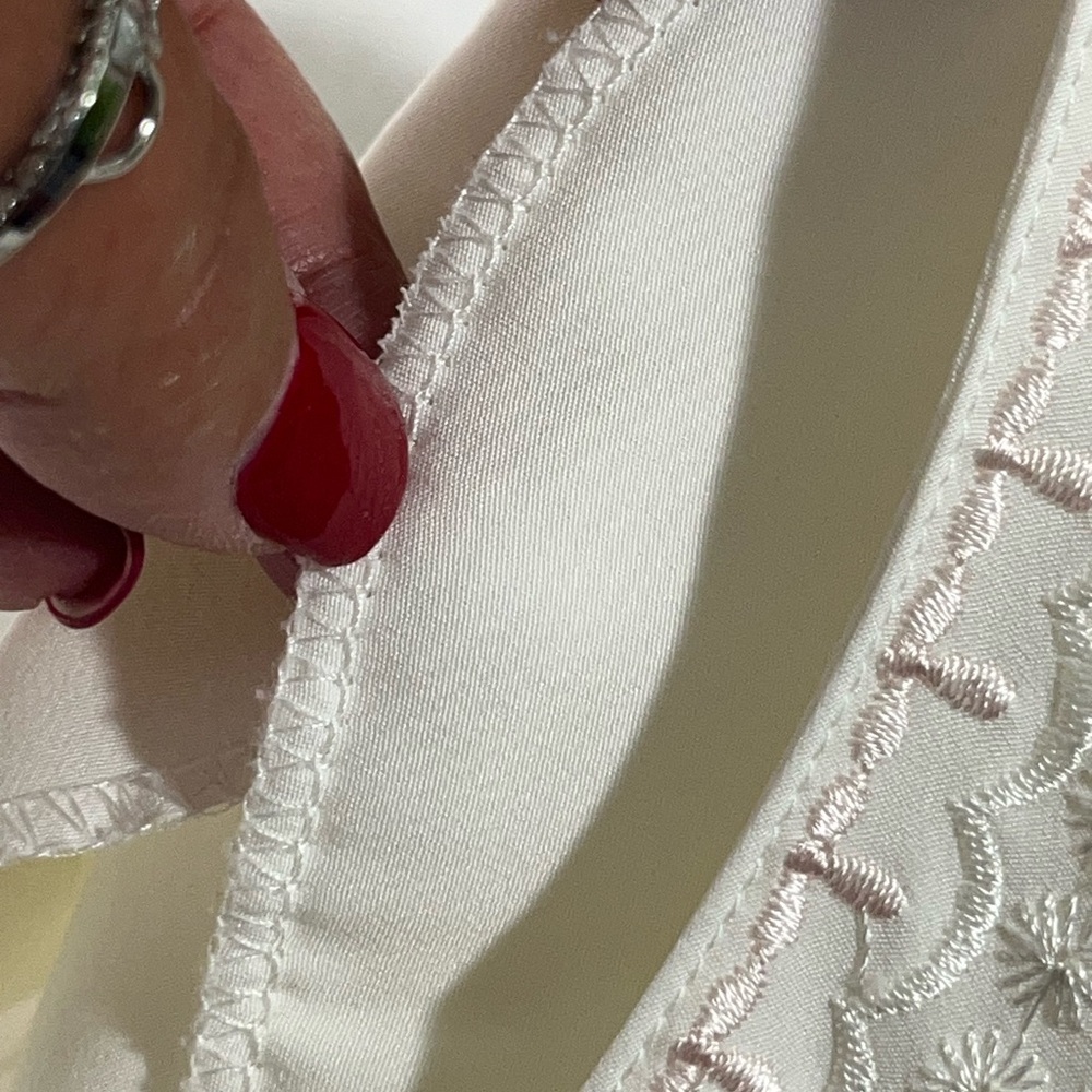 VTG CHRISTIE & JILL EMBROIDERED FLORAL BLOUSE BUTTON UP COTTAGECORE 20W IVORY - Picture 8 of 11